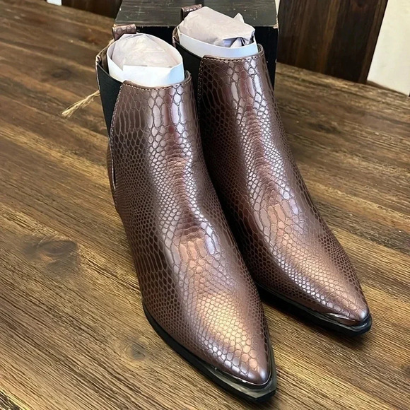 Seven7 Footwear Madison Python Pointed Bootie - Size 9 Black or 8 Copper - Picture 2 of 14